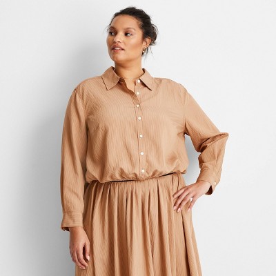 Women's Long Sleeve Collared Button-Down Shirt - Future Collective