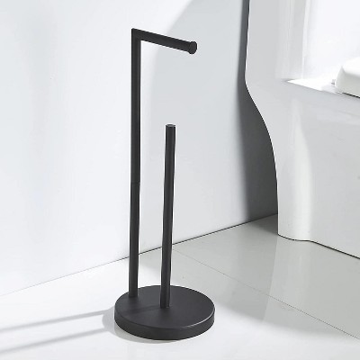 Matte Black Stainless Steel Free Standing Toilet Paper Holder