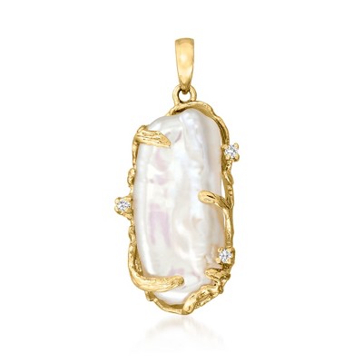 Ross-Simons 8x20mm Cultured Baroque Pearl Pendant in 14kt Yellow Gold Size 1.13