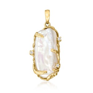 Ross-Simons 8x20mm Cultured Baroque Pearl Pendant in 14kt Yellow Gold Size 1.13 - 1 of 4