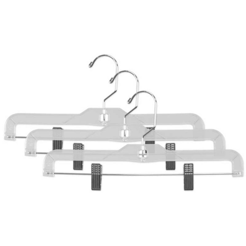 Home Basics Crystal Plastic Straight Skirt Hanger with Metal Clips, Clear, 1 of 7