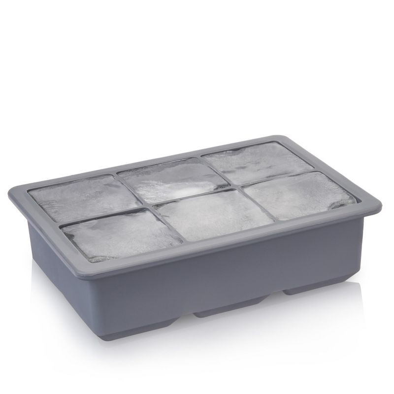 Viski Whiskey Cube Tray with Lid | 2-Inch Ice Trays & Molds, Grey, 5 of 9