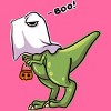 Women's Design By Humans Halloween Ghost Dinosaur By whynot007 Racerback Tank Top - 2 of 3