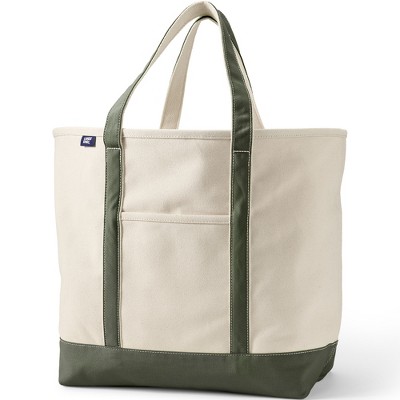 Lands' End Extra Large Natural 5 Pocket Open Top Canvas Tote Bag ...