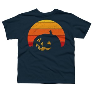 Boy's Design By Humans Vintage Retro Sunset Halloween Pumpkin I By lemonpepper T-Shirt - 1 of 3
