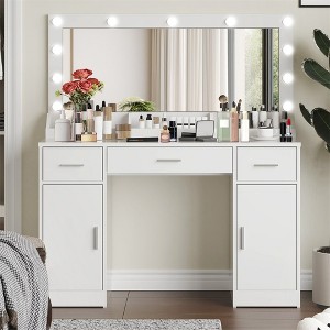 MDF Large Mirror Dressing Table, 3 Color Lighting Modes, Brightness Adjustable, Makeup Dressing Table For Girls - 1 of 4
