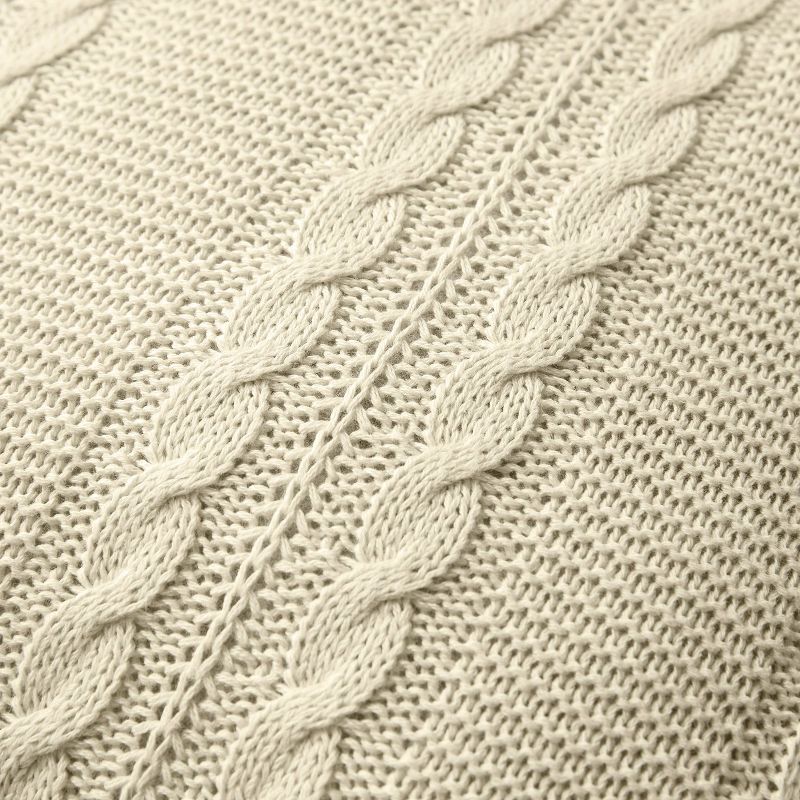 VCNY 18&#34;x18&#34; Dublin Cable Knit Square Throw Pillow Cream, 6 of 7