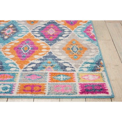 Handmade Blue Geometric Synthetic Easy Care Area Rug