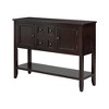 Vintage Console Table With 2 Large Cabinets, 4 Small Drawers And Bottom Shelf, Rustic Wood Kitchen Storage Cabinet,Espresso - 4 of 4