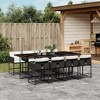vidaXL Patio Dining Set with Cushions Table and Chairs Outdoor Poly Rattan - Black and Cream Glass 8-Piece - 2 of 4