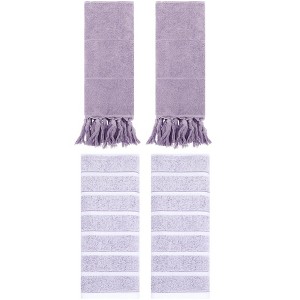 REGALWOVEN 4 Packs Striped and Solid Absorbent Soft Cotton Hand Towel for Bathroom - 1 of 4
