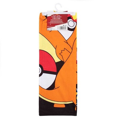 Pokemon Charmander Black and Red Kids Beach Towel 30x60 Inches