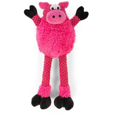 goDog Checkers Skinny Pig Squeaky Plush Dog Toy, Chew Guard Technology, Small