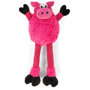 goDog Checkers Skinny Pig Squeaky Plush Dog Toy, Chew Guard Technology, Small - 1 of 4
