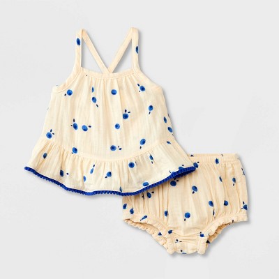 Image of Baby Girls' Gauze Tank Set - Cat & Jack™ Off-White Newborn