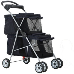 BestMassage 4 Wheel Dog Stroller Folding Pet Stroller Double-Decker Travel Carrier Strolling Cart for Small Medium Dogs Cats Puppy - 1 of 4