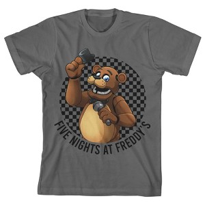 Five Nights At Freddy's Freddy Fazbear Hat Tip Boy's Charcoal T-shirt - 1 of 1