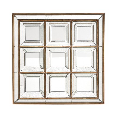 Contemporary Wood Square Decorative Wall Mirror Brown - Olivia & May