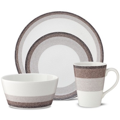 Canyon White Porcelain 4-Piece Textured Breakfast Set