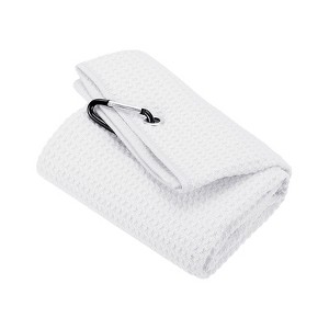 Unique Bargains Super Absorbent Waffle Pattern Tri-Fold Microfiber Golf Towels with D Clips - 1 of 4