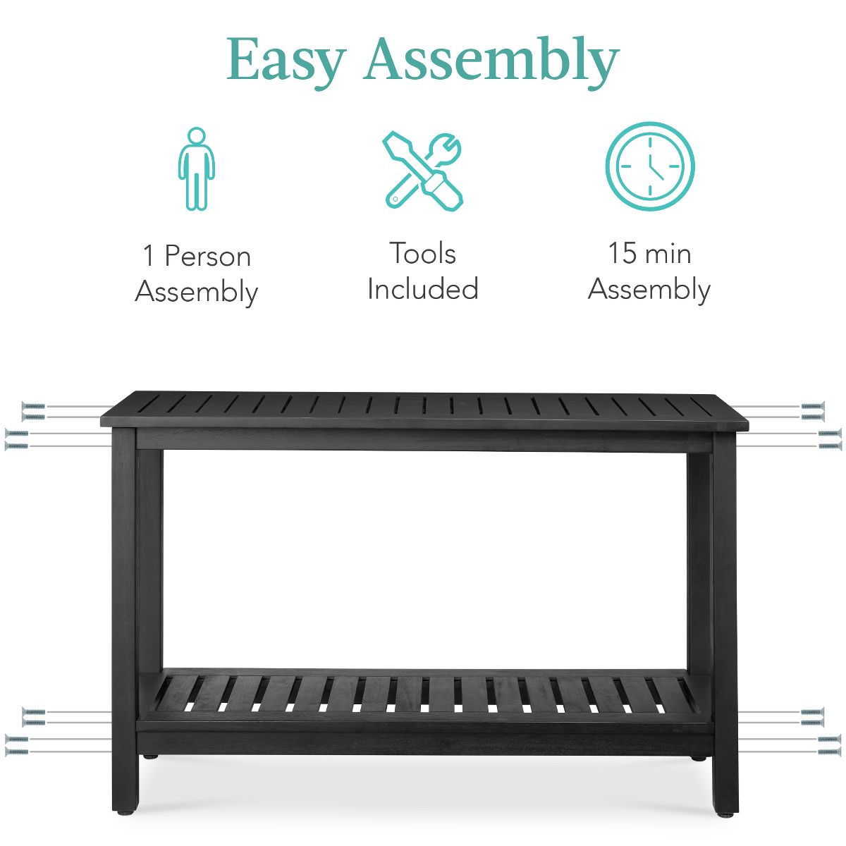 Best Choice Products 48in 2-Shelf Indoor Outdoor Wooden Console Table Multifunctional Buffet Bar Storage - Natural - thumbnail 5