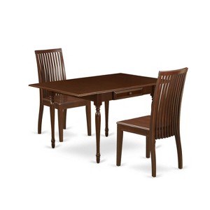 HomeStock 3-Pc Mahogany Finish Solid Wood Top With Dropleaf Dining Table Set - 1 of 4