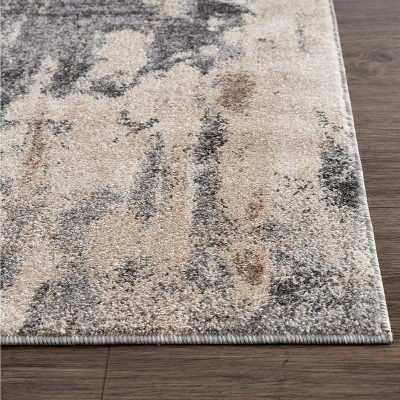 Gray Abstract 8' x 10' Synthetic Area Rug