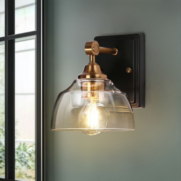 LNC Lainanger Polished Gold and Matte Black Bathroom Vanity Light with Clear Glass Bowl, Modern, 1-Light, 2-Light, 3-Light, 4-Light, 2 of 14