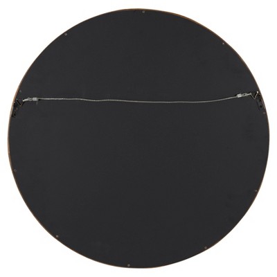Hutton 22" Modern Round Walnut Wood Frame Wall Mirror