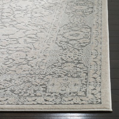 Elegant Floral Charm Dark Grey and Cream 9' x 12' Synthetic Area Rug