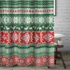 Greenland Home Fashion Fair Isle with Reinforced Button Holes Shower Curtain 72" x 72" Red - 3 of 3