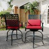 Nasitip 2-Piece Outdoor Swivel Bar Stools with Armrests & Red Cushions, 360° Patio Bar Chairs for Backyard or Porch - 2 of 4