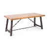Okak Outdoor Table with Reinforce Metal Frame, Outdoor Dining Table with Acacia Wood Tabletop, Patio Table for Backyard, Garden, Porch, Teak - 3 of 4