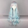 Unique Bargains Women's Curly Wigs 26" Pink Highlights Blue with Wig Cap - 2 of 4