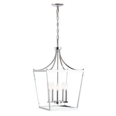 Modern Chrome 5-Light Pendant with Inner Candelabra