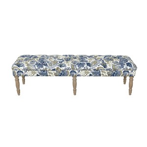 Layla Bench Floral Blue/Tan - HomePop