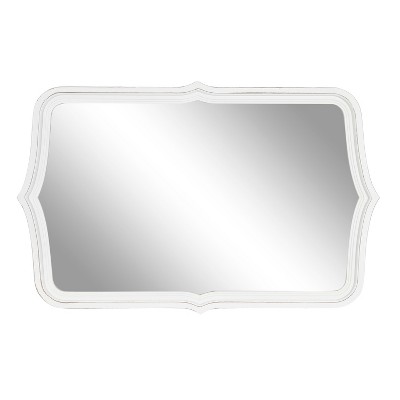 White Scalloped Rectangular Wood Wall Mirror