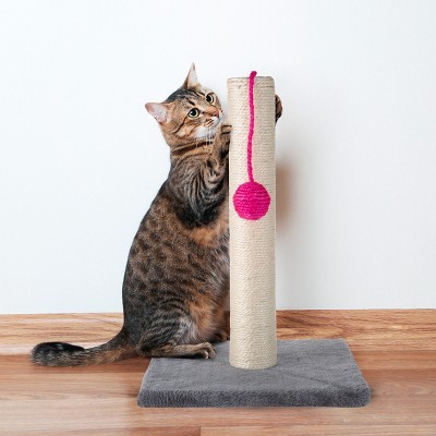 17-Inch Sisal and Carpet Cat Scratching Post with Pink Toy