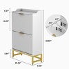 Shoe Cabinet with 2 Flip Drawers - Freestanding Fluted Shoe Storage Organizer with Metal Legs - 2 of 4