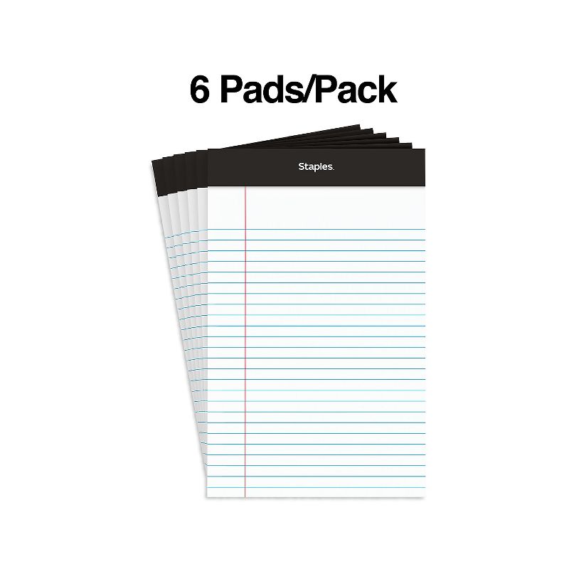 Staples Notepads 5" x 8" Narrow White 100 Sheets/Pad 6 Pads/Pack (13770) 398211, 3 of 9