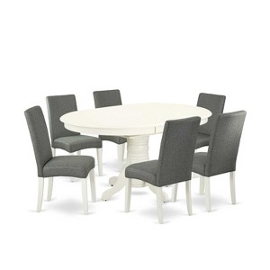Dinette Set 7Pc Oval Table w/ Leaf & 6 Chairs - Cottage Style Kitchen Table Set - 1 of 4