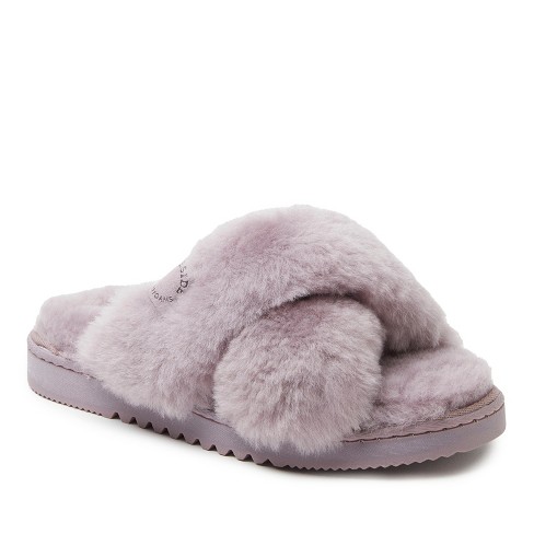 Women's dluxe by dearfoams sydney outlet genuine shearling scuff slide slippers