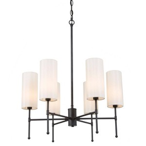 LNC Layla 6-Light 24" Modern Medium Candlestick Chandelier, Matte  Black and  White Fabric Shades - 1 of 4