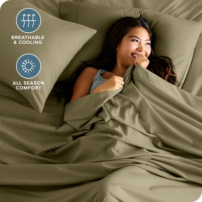 Olive Full-XL Microfiber Deep Pocket 4-Piece Sheet Set