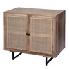 Royal Hampton 35 Inch Handcrafted Accent Cabinet with 2 Mesh Rattan Doors, Black Iron Legs, Mango Wood Frame - 4 of 4