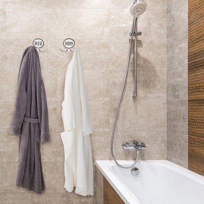 White Cast Iron His and Hers Wall Hooks Set