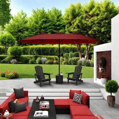 Syemin Patio Seating 3 Piece Set with Adirondack Lounge Chair Black Frog Chair 2 Piece Plus Double Ended Parasol
