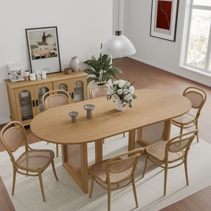 67 inch Vine Woven Oval Black Dining Table for 6 People Suitable for Dining Room and Living Room - 1 of 4