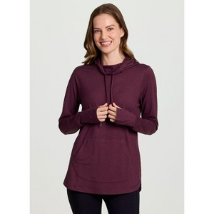 RBX Active Women's Legging Friendly Buttery Soft Stretch Jersey Adjustable Hood Long Sleeve Top with Thumbholes, Pocket - 1 of 4