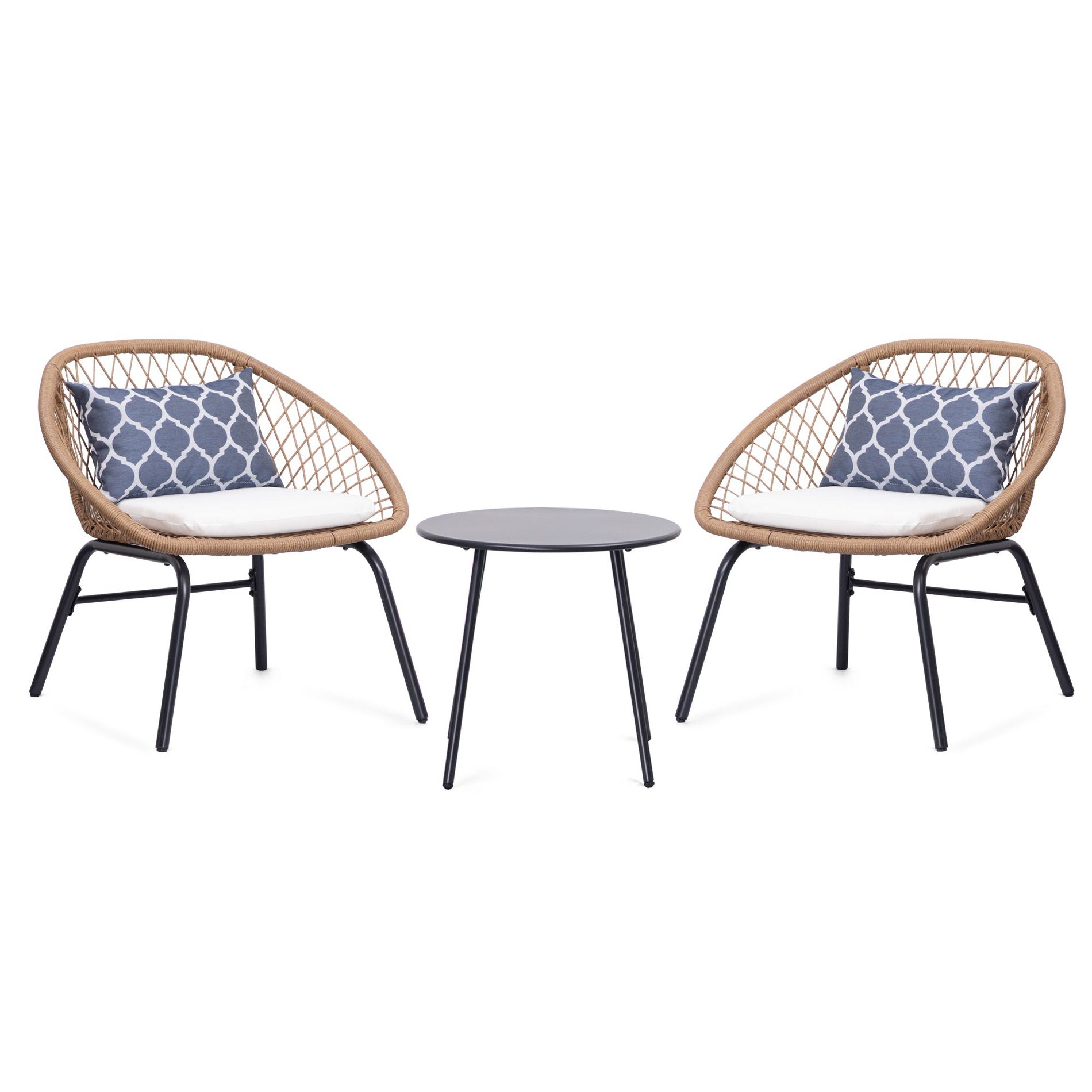 Lausaint Home 3-piece Wicker Bistro Set Black 1-Piece